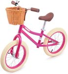 Viribus Balance Bike, 14 Inch Balance Bike for 3+ 4 5 6 7 Year Old Girl, Balance Bike with Basket for Big Kids, Kids Balance Bikes for Girl with Rubber Tire, Carbon Steel Frame, Outdoor Toy Deep Pink