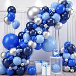 KISVA 142pcs Navy Blue Balloon Arch Kit, Dark Maca Blue Balloon Garland Kit With Metallic Silver Balloon, Party Balloons For Birthday, Baby Shower, Graduation, Anniversary, New Year Party Decoration