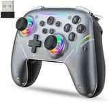 JDDWIN Wireless Controller Compatible With Nintendo Switch 2/Switch/Switch Pro/PC/Steam Deck,for Switch Controllers with Wake-up Hall Effect Joysticks and Triggers Bluetooth USB Adapter for PC (Black)