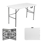 ACCURATE 4Ft Heavy Duty Folding Table, Premium Quality Camping Table for Outdoor & Indoor Use for BBQ| Picnic| Garden| Office Party| Camping Activity-WHITE (120X61X74cm) (4FT)