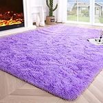 Noahas Soft Shag Rugs Living Room Carpet, 5.3 x 7.5 Feets, Purple