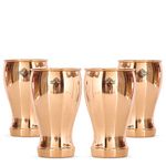 IndianArtVilla 5.5" X 3.0" Pure Copper Wine Glass Goblet Tumbler Cup | 490 ML Capacity | Beer Wine Cocktail | Bar Home Hotel Restaurant, Set of 4