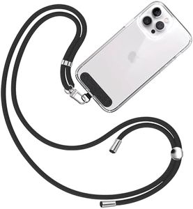 TBOC Cuerda para Movil Universal [Negro] para Colgar Funda del Teléfono Móvil en Cuello - Cuerda móvil con Parche [Negro] de Tela - Cordón para móvil con Enganche