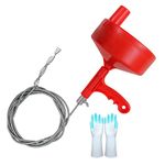 Plumbing Snake 35-FT, Drum Auger, Drain Auger Clog Remover Plumbing Pipe Unblocker Cleaner, Sewer/Bathtub Drain/Kitchen Sink Cleaner with Gloves By KINGLEV
