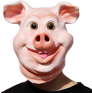 PartyCostume – Feliz máscara de cerdo – Fiesta de halloween, gracioso, lindo látex, animal máscara
