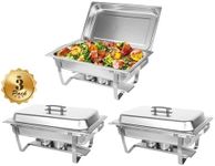 Perossia 3 Packs Chafing Dish Buffet Set Stainless Steel Food Warmer with 8QT Full Size Pans Portable for Parties Catering Buffet Servers and Warmers Thanksgiving Serving Dishes