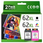 62 Ink Cartridges for HP Ink 62 XL Cartouche Encre Replacement for HP 62XL HP62 HP62XL for HP Envy 5540 5549 5640 5660 7640 OfficeJet 5740 5741 8040 OfficeJet 250 200 Printer (Black, Tri-Color)