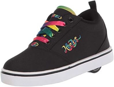 HEELYS Unisex-Child Wheeled Footwear Skate Shoe, Black/Rainbow, 2 Big Kid