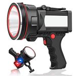 Sun god LED Rechargeable Torch, 12800mAh Powerful Battery Flashlight Spotlight, 10000 Lumens Multi-Functional Bright Torch Light, Outdoor IPX4 Waterproof Camping Searchlight Torch