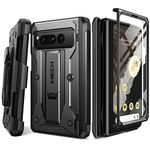 Tongate for Google Pixel Fold Case(2023), [Bulit-in Screen Protector] [Hinge Protection] Military Grade Dual Layer Shockproof Rugged Phone Case with Kickstand & Belt Clip for Pixel Fold 5G, Black