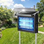 Solar Bug Zapper Outdoor, Rechargeable & Solar Powered, 4500V High Voltage for Effective Mosquito & Multi-Insect, Waterproof for Camping Indoor Outdoor