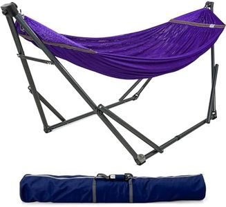 Tranquillo 600 lbs Capacity Adjustable Hammock Stand, Collapsible Camping Hammock and Stand, Steel Double Hammock Stand for 2 Persons, Portable Everywhere Easy Assembly (Purple)