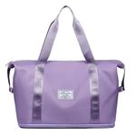 YXQSED Travel Duffel Bags with Trolley Sleeve for Women Large Capacity Expandable Dry/Wet Separation Sport Gym Bag Light Purple