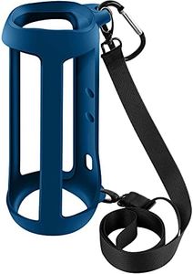 Silicone Case for JBL FLIP 5 Waterproof Portable Bluetooth Speaker, Gel Soft Skin Rubber Cover, Travel Carrying Storage Bag Pouch with Shoulder Strap and Carabiner (Blue)