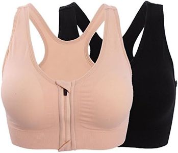 Women's Zipper Front Closure Sports Bra Racerback Yoga Bras 2 Pack XL