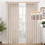 YoungsTex Natural Linen Curtains for Living Room 84 Inch Length 2 Panels Pinch Pleated Light Filtering Window Drapes for Bedroom Office Privacy with Hooks Back Tab, 40 X 84 Inch