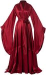 Daily Life Mall Women's Bridal Robes Old Hollywood Maternity Photoshoot Silk Bathrobe Long Lingerie Cover Up Nightgown, Burgundy, X-Large