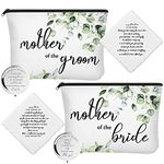 Coume 6 Pack Mother of the Groom Mother of the Bride Cosmetic Bag Wedding Gifts Mother of Bride and Groom Makeup Mirror Mom Handkerchief for Mother and Mom in Law for Engagement Favor (Leaves)