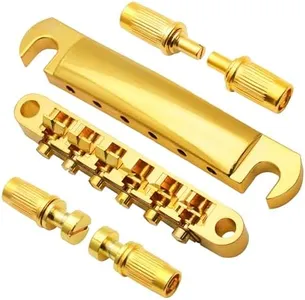 Tailcle Gold Electric Guitar Bridge, Set Of String Saddle Nashville Tune-o-matic Roller Saddle Bridge Tailpiece with Studs for Les Paul SG LP Style Electric Guitar Replacement Parts