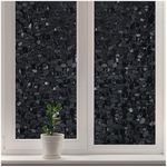 rabbitgoo Total blackout Window Film Privacy Room Darkening Sun Light Blocking Window Tint, Static Cling Black Glass Door Window Cover Stained Glass Window Clings, 3D Pebble, Black, 17.5 x 78.7 inches