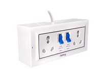 Palfrey Extension Board - Two 16A Socket with Safety Shutter & Two 16A MCB Switch | 16A 3 Pin Plug with Indicator | 2.5 sqmm 3 core Cable | White Color | 20 Meter (3000W - 2.5MM Cable, 20 Meter)