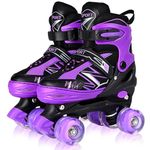 Kids Girls Boys Roller Skates For Toddler Children Beginner, 4 Sizes Adjustable Kids Roller Skates with Light Up Wheels