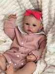 Zero pam Reborn Girl Dolls Lifelike Baby Doll 19 Inch Life Size Silicone Newborn Doll with Blue Eyes Realistic Reborn Girl Alive Soft Cloth Body Real Skin Details Toys Gifts