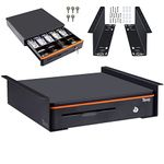 Tera 16" Auto Open Cash Register Drawer with Universal Under Counter Mounting Metal Brackets (Round Corner) Heavy Duty Insert Tray 5 Bill 8 Coin Removable Cash Tray for POS Small Businesses Store 405R