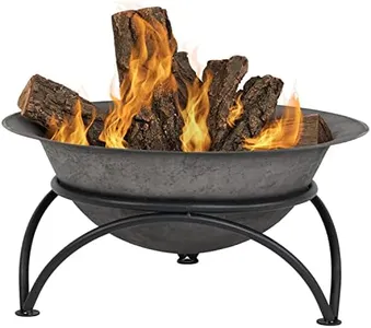 Sunnydaze 23.5-Inch Fire Wood-Burning Cast Iron Fire Pit Bowl and Stand - Dark Gray