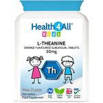 Health4All Kids L-Theanine 50mg 180 Tablets. Focus for Children. Supports Attention & Concentration. Natural Orange Flavour Chewable L-Theanine. Vegan.