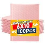 Switory 100Pcs Poly Bubble Mailers, 15.3x22.9cm Padded Envelopes Bulk, Bubble Lined Wrap Polymailer Bags for Shipping Packaging Mailing Self Seal Pale Pink (Inside Size: 15.3x22.9)