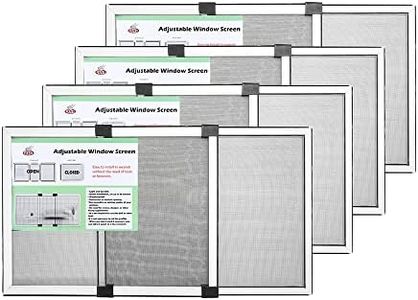 FLYZZZ 4 Packs Adjustable Window Screen Horizontal (15.74''H x 21''-40''W) Expandable Window Screen Medium Replacement for Home