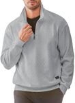 JMIERR Mens Waffle Sweatshirt Casual Long Sleeve Outdoor Stand Collar Quarter Zip Fall Pullovers Sweaters, US 43(L), Light Grey