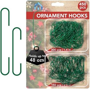 Iconikal 450-Count Green Ornament Hooks Heavy Duty 1.4 & 2.5-Inch Christmas Tree Hangers for Large Small Decorations Blends with Tree Bulk Pack