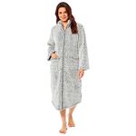 Daisy Dreamer Women's Fleece Zip Through Robe Dressing Gown Housecoat Bathrobe Plush Robes, Large