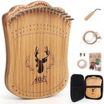 AKLOT Lyre Harp, 17 Metal Strings Lye Harp Thumb Piano with Tuning Wrench,Spare String Set,Black Gig Bag