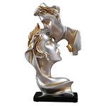 Couple Statue Gifts Lovers Sculpture, Couples Kiss Sculpture,Abstract Art Romantic Resin Statue Creative Desk Decorations Handmade Crafts for Home Living Room, Wedding, Gift (Silver)