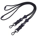 Wisdompro 2 Pack of 23 inch Durable Round Cord Heavy Duty Lanyard with Safety Breakaway Buckle, Detachable Buckle and Metal Hook for ID Card Badge Holder and Keys - Black and Black