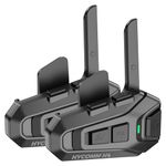 HYCOMM H4 Motorcycle Bluetooth Headset – 4-Rider Intercom Up to 2 km, Audio Multitasking with Music & GPS, 35H Battery, Noise Cancelling, HD Speakers, FM Radio, IP67 Waterproof (2 Pack)