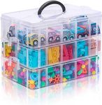 UCRAVO Plastic Clear 3-Tier Stackable Storage Containers With Lids -30 Adjustable Compartments For Craft Organizers And Storage For Jewelry, Beads, Kids Toys, Beauty, Makeup And Sewing Supplies