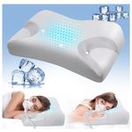 IKSTAR Newest Cooling CPAP Pillow for Side Sleepers, Sleep Apnea Pillow for CPAP User - Reduce Air Leak, Hose Tangle, Mask Pressure, Memory Foam Neck Support Nasal Pillow Side, Back, Stomach Sleeper