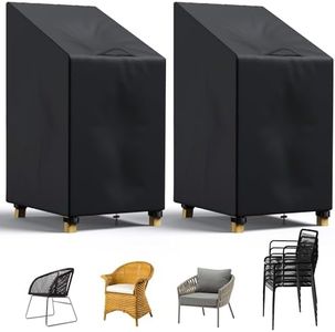 LCGOD Housse Chaise de Jardin 2PCS,Housse de Chaise Jardin Empilable Imperméable,House Protection Chaise Jardin Anti-UV/Pluie,Housse de Fauteuil Exterieur Empilables Balcon 120/80 * 65 * 65CM
