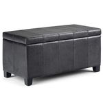 Simpli Home AXCOT-223-DBL Dover Storage Ottoman Bench, Distressed Black