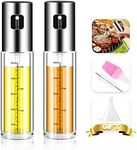 Chrider Oil Sprayer for Cooking, 2pack Olive Oil Sprayer Mister for Cooking Refillable Oil Vinegar Dispenser Glass Bottle with Measurements for BBQ Baking Roasting Frying Oil Control Diet 100ml