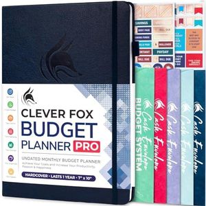Clever Fox Budget Planner Pro - Financial Organizer + Cash Envelope Budget System. Monthly Finance Journal, Expense Tracker & Personal Account Book. Undated - Start Anytime. (7''x10'') – Dark Blue