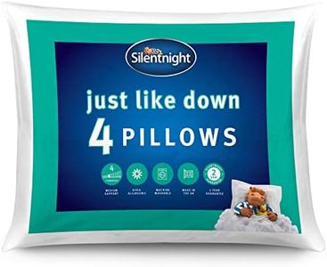 Silentnight Just Like Down Pillows Pack of 4 – Soft Medium Support Comfy Pillows with Just Like Down Filling for Extra Comfort – Hypoallergenic and Machine Washable – 4 Pack