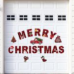 Large Christmas Garage Door Decorations Magnetic,19 Pcs Christmas Garage Door Magnets Set, Refrigerator Magnets Car Magnets for Xmas, Holiday and Christmas Decor（Plaid）