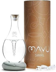 MAYU Swirl Structured Water Carafe - Innovative Vortex Technology Handblown Pitcher. Post Reverse Osmosis Filter Aerating Water Dispenser Stand 1.5 Liter| 51Oz Dining Glass Jug Design (Graystone Base)