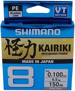 SHIMANO Kairiki 8, 150 metres, 0.06mm, 5.3/11.68lbs, bright-grey, 8 times braided fishing line, 59WPLA58R10