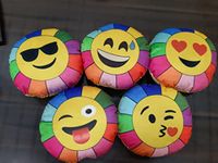 Aroma Brand-Smiley Emoji Cushions with Fibre Filling size-13 inch | Multicolour Velvet Soft Pillows Set of 5 Pieces | Use in Kids & Girls Room Decoration (Rainbow-Emoj-Round)